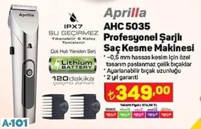 APRİLLA PROFESYONEL ŞARJLI SAÇ KESME MAKİNESİ